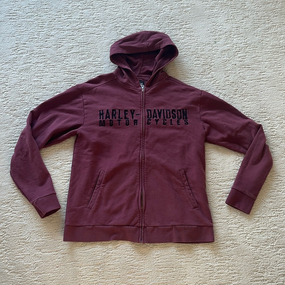Authentic Harley-Davidson Men's Maroon Zip-Up Hoodie